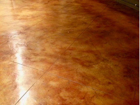 Decorative stained concrete patio