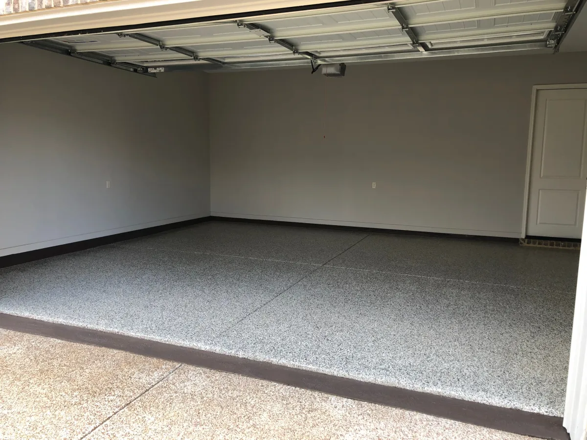 Completed garage flake floor coating