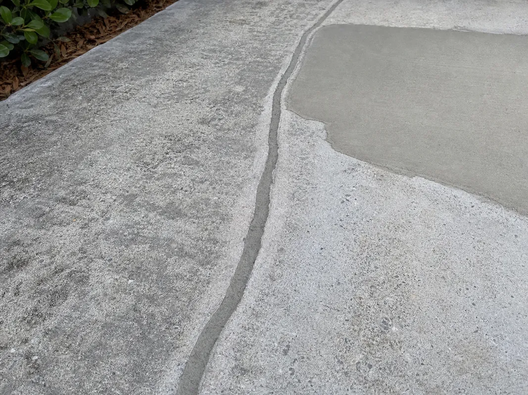 concrete crack repair installation process showing prepared concrete surface