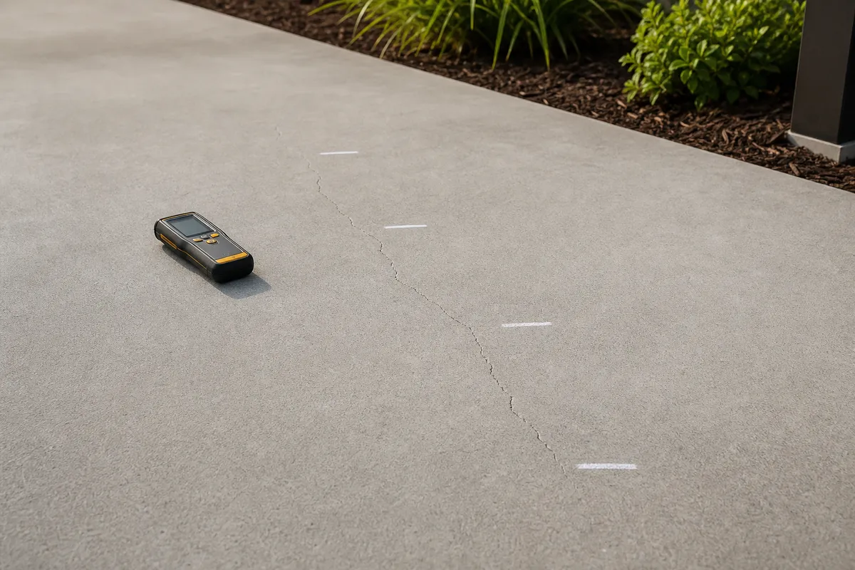 Assessment before resurfacing example for Concrete Crack Repairs
