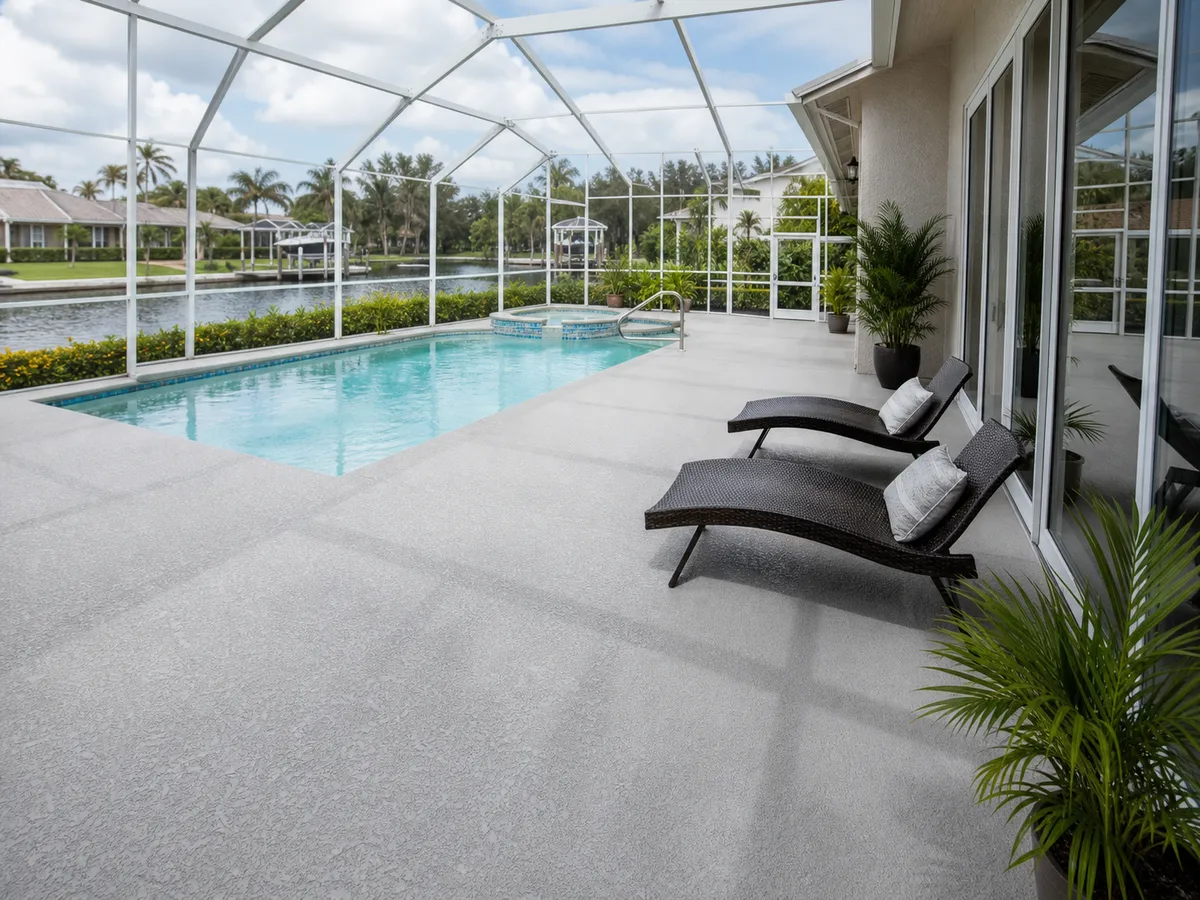 Light gray resurfaced lanai coating