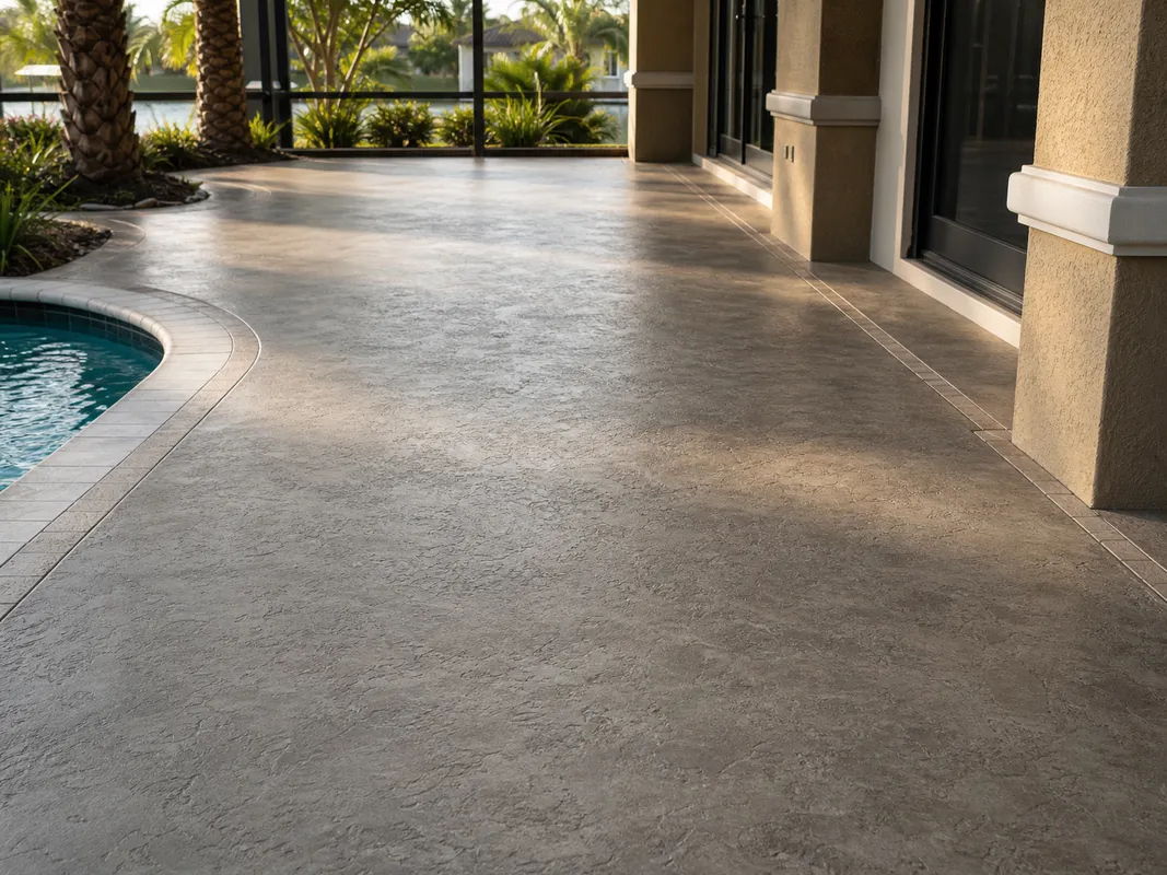 concrete overlay surface showing decorative finish detail in Sarasota, Florida