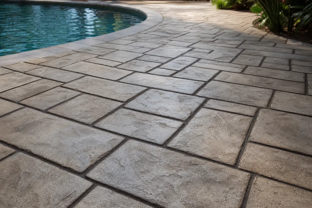 Antiquing washes for stamped concrete example for Concrete Staining