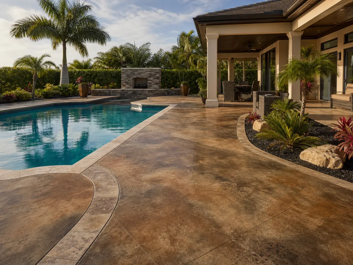 decorative stained pool deck in Bradenton, Florida