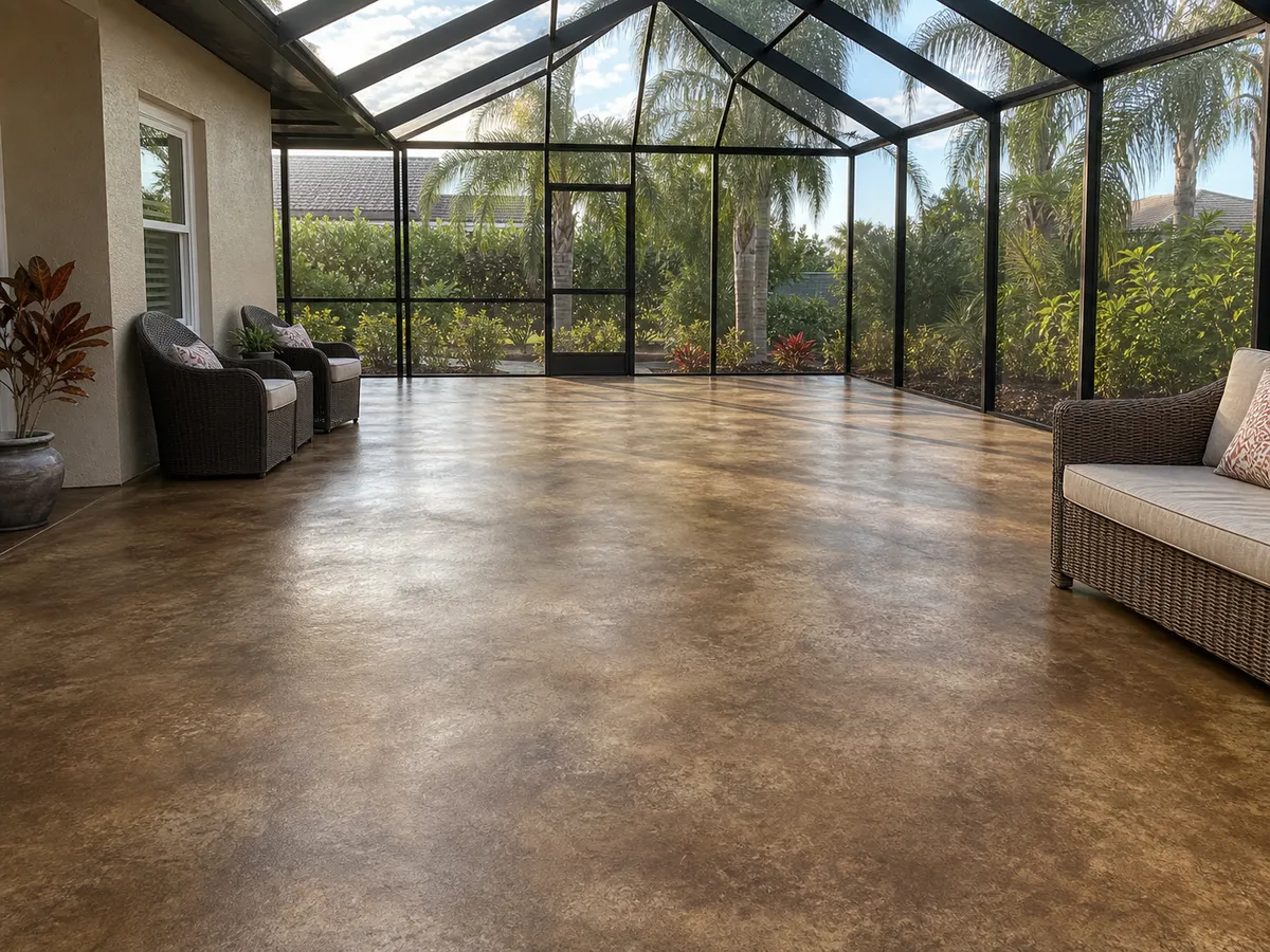 stained lanai floor in Ellenton, Florida