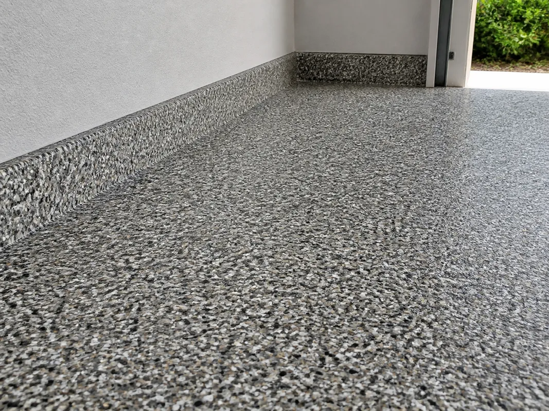 garage floor coating surface showing decorative finish detail in Sarasota, Florida