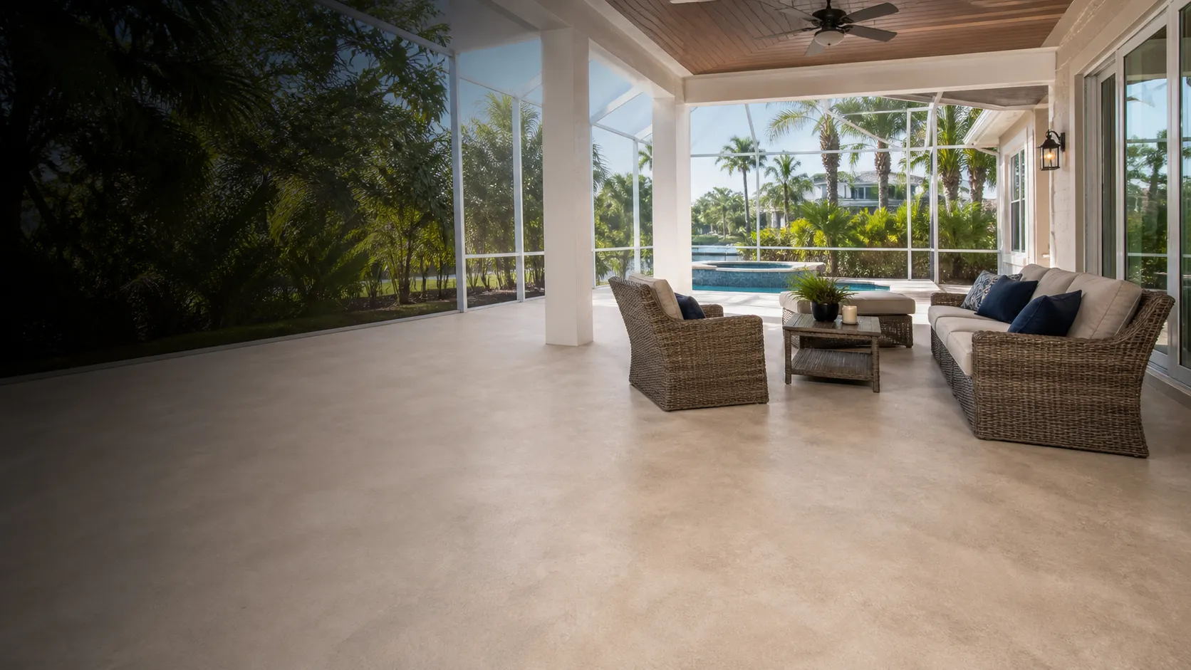 lanai coating in Sarasota, Florida by Concrete Decor Pros