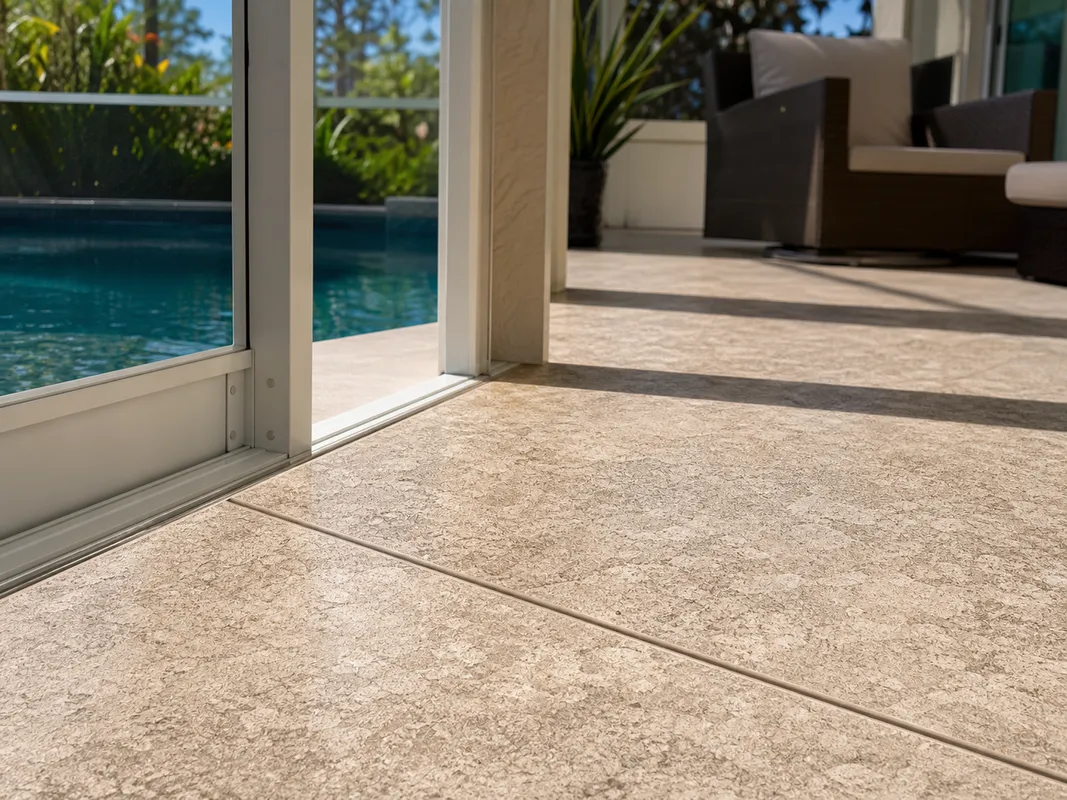 lanai coating surface showing decorative finish detail in Sarasota, Florida