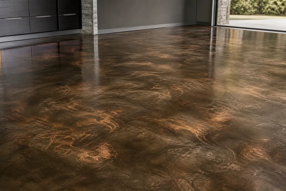 Bronze and copper tones example for Metallic Epoxy Flooring