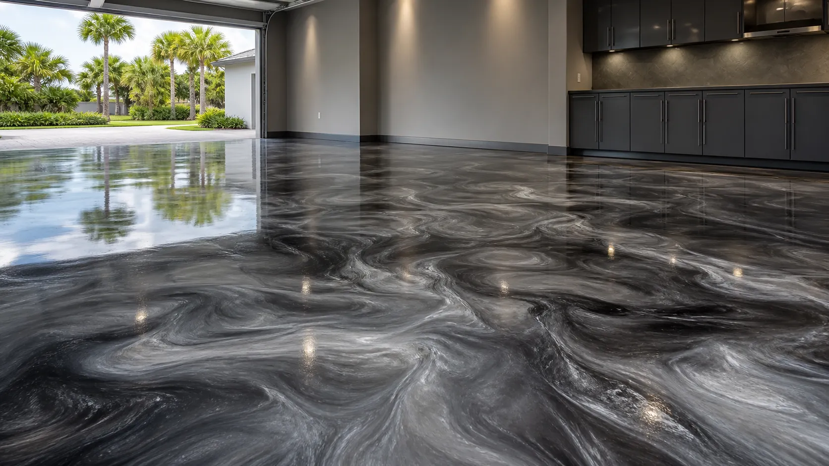 metallic epoxy flooring in Sarasota, Florida by Concrete Decor Pros