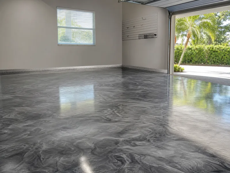 well-maintained metallic epoxy flooring surface in Sarasota, Florida