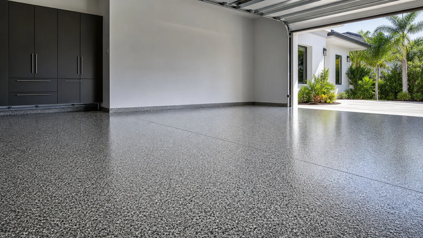 polyaspartic flake coating in Sarasota, Florida by Concrete Decor Pros