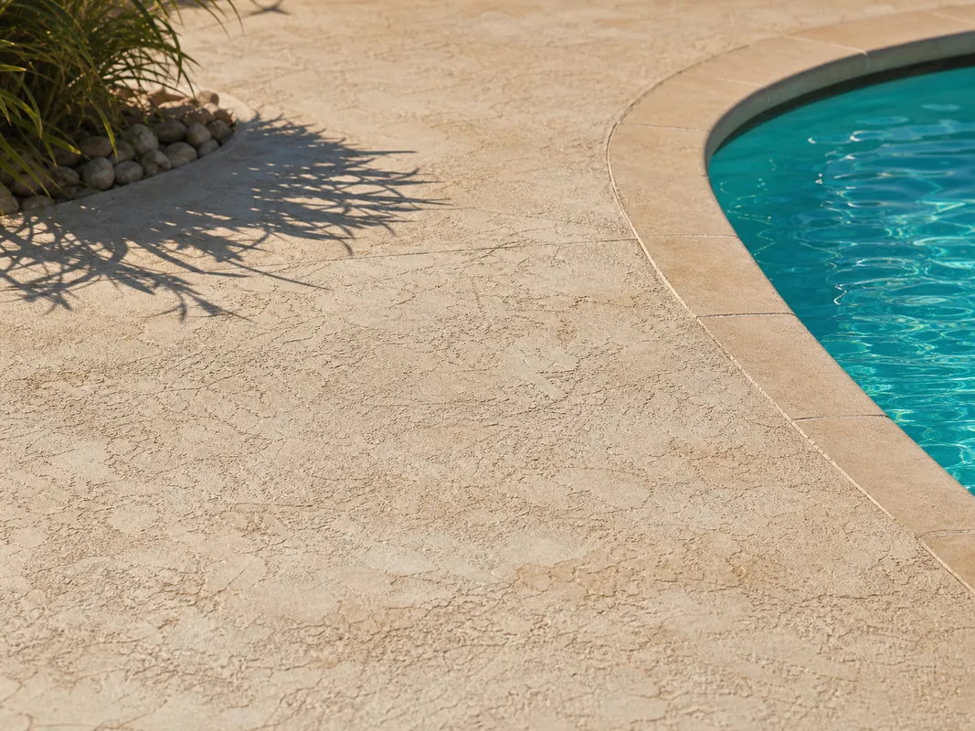 pool deck resurfacing surface showing decorative finish detail in Sarasota, Florida