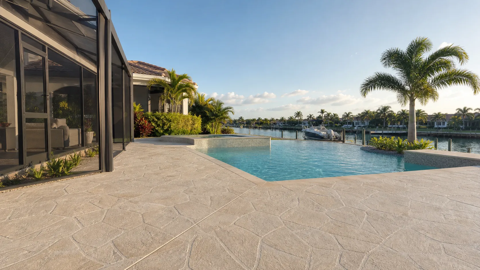 decorative concrete coating project by Concrete Decor Pros in Apollo Beach, Florida