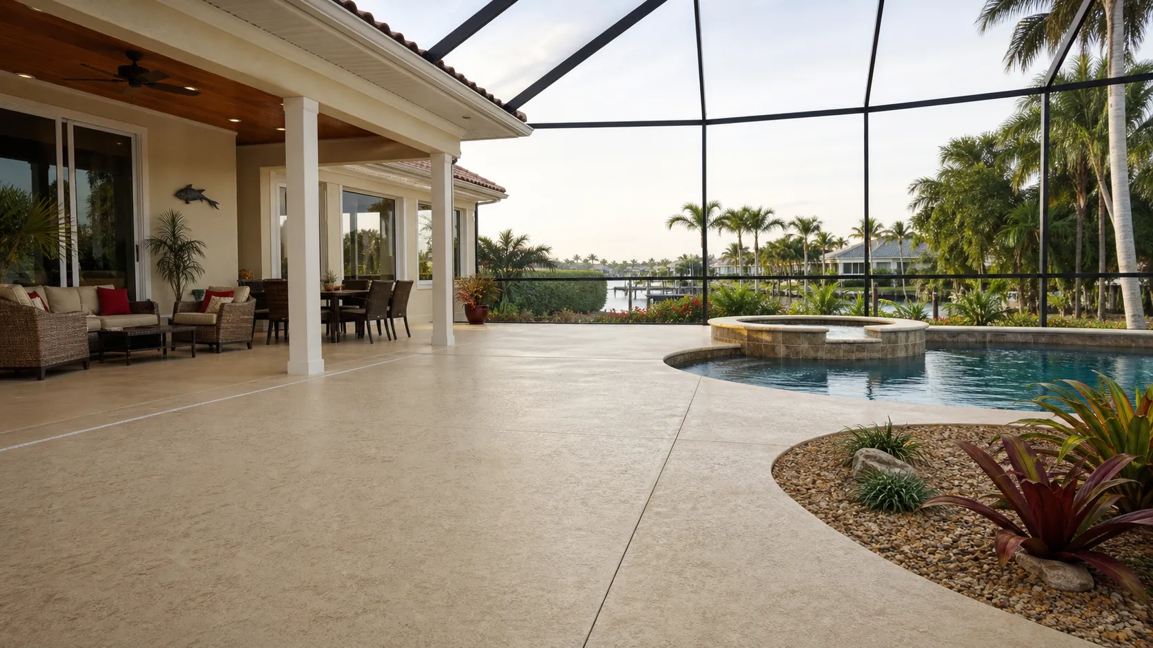 decorative concrete coating project by Concrete Decor Pros in Englewood, Florida