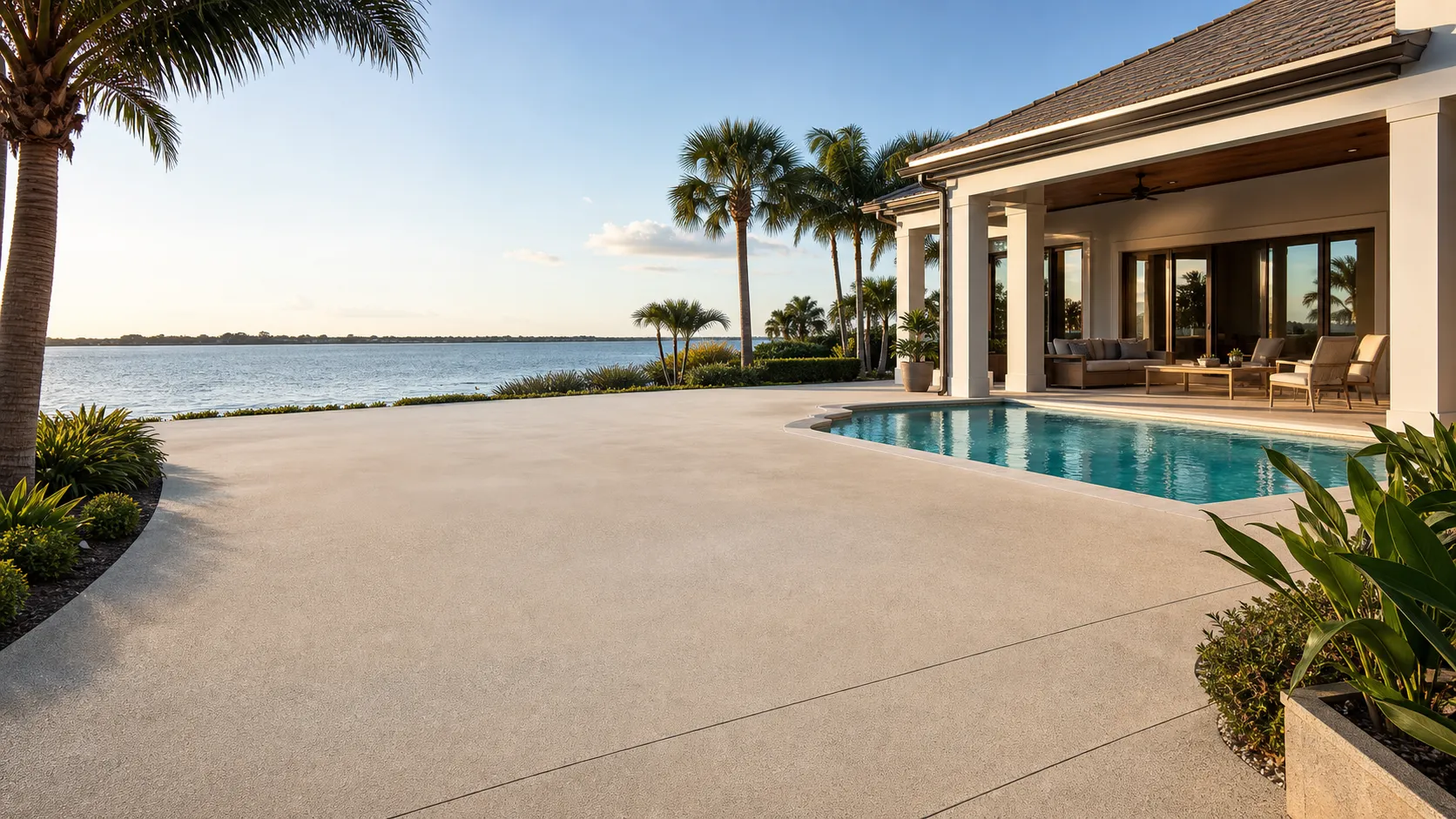 decorative concrete coating project by Concrete Decor Pros in Longboat Key, Florida