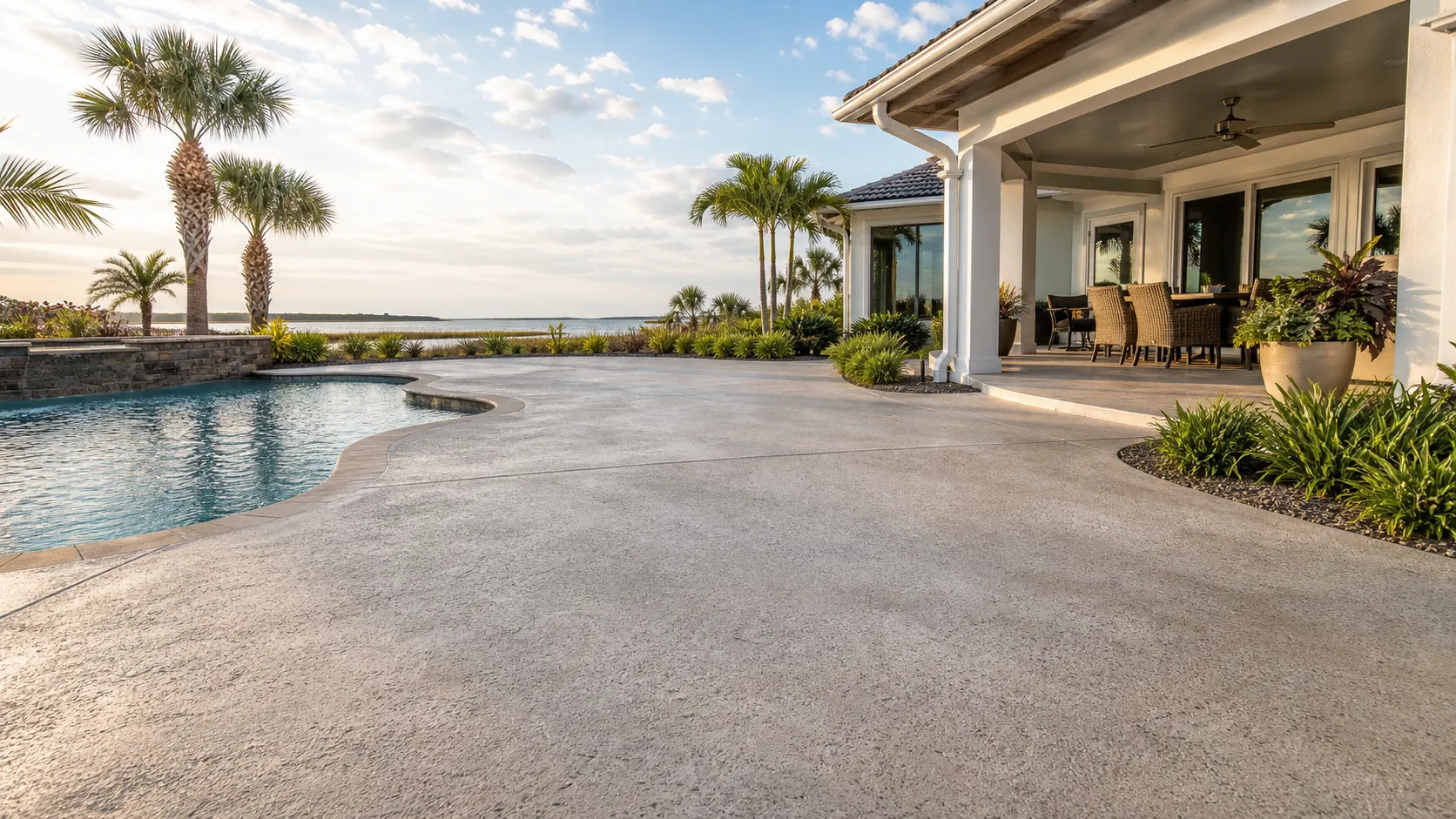 decorative concrete coating project by Concrete Decor Pros in Palmetto, Florida